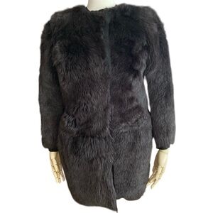 3.1 PHILLIP LIM | Brushed Shearling Mixed-Media Brown Black Coat Sz 2